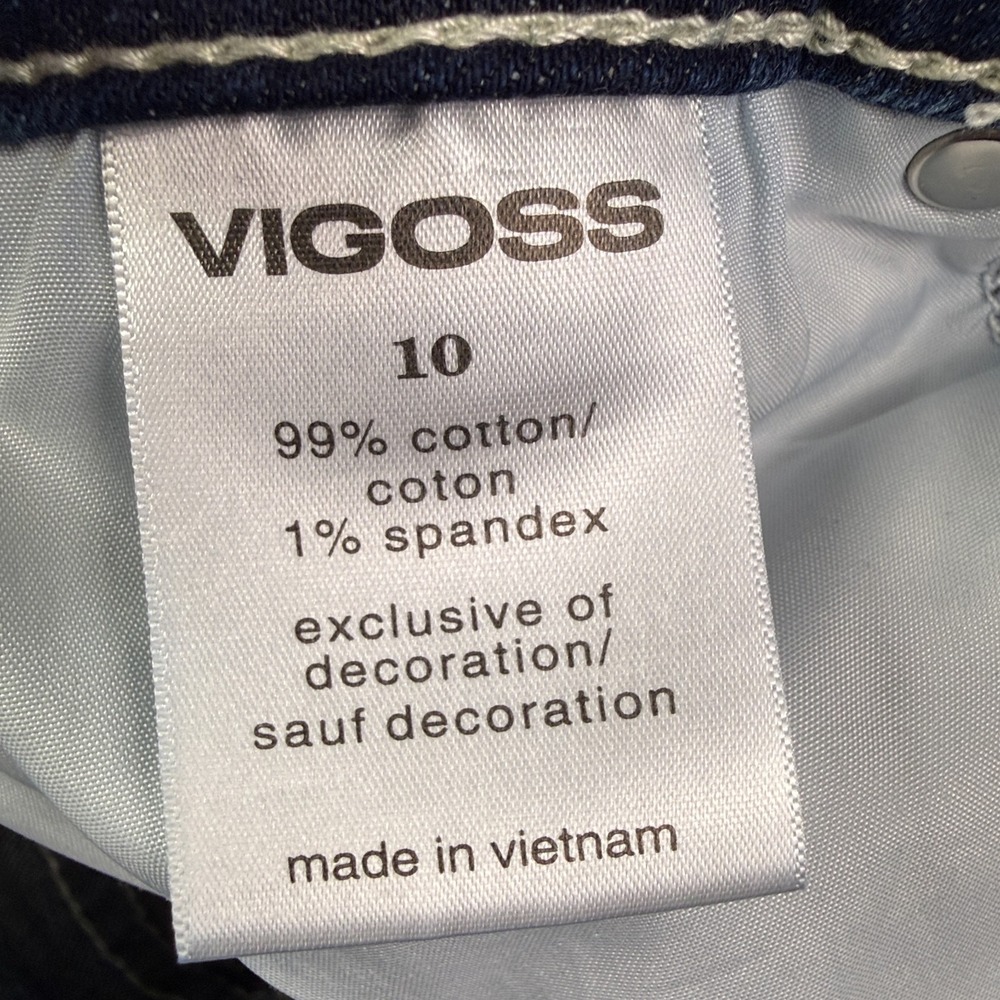 Vigoss Womens Tomboy Jeans 10 Straight Leg Blue Embroidered Stretch Y2K - Picture 7 of 16